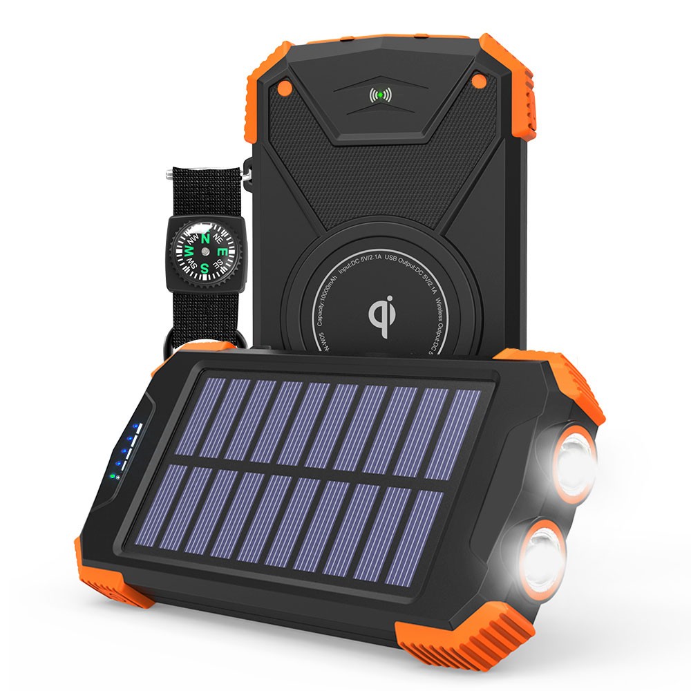 10000 mAh Vodoodporna brezžična polnilna solarna baterija